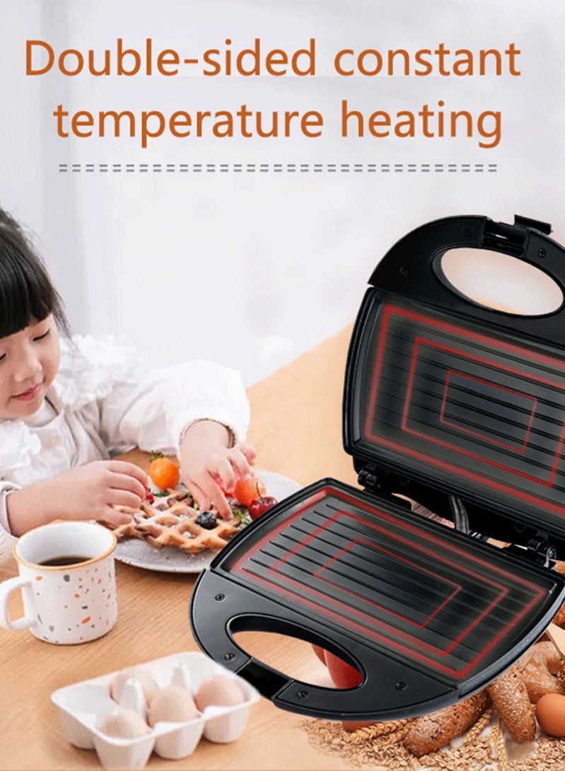 Genrice صانع شطائر بشريحتين    الة توست – شواية غير لاصقة من الفولاذ المقاوم للصدأ مع نظام قفل المقبض، ضوء مؤشر، حماية من الحرارة الزائدة، 750 واط، موديل SGT-853، باللونين الأسود والفضي   كهربائية  حمسة  شواية كهربائية - Image 3